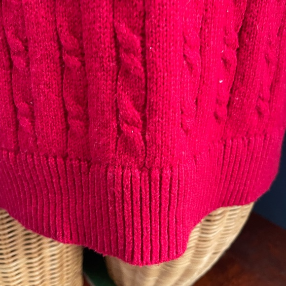 Talbots Red Cable Knit Women’s Sweater Crew Neck Size Large Cotton Blend - Picture 5 of 11
